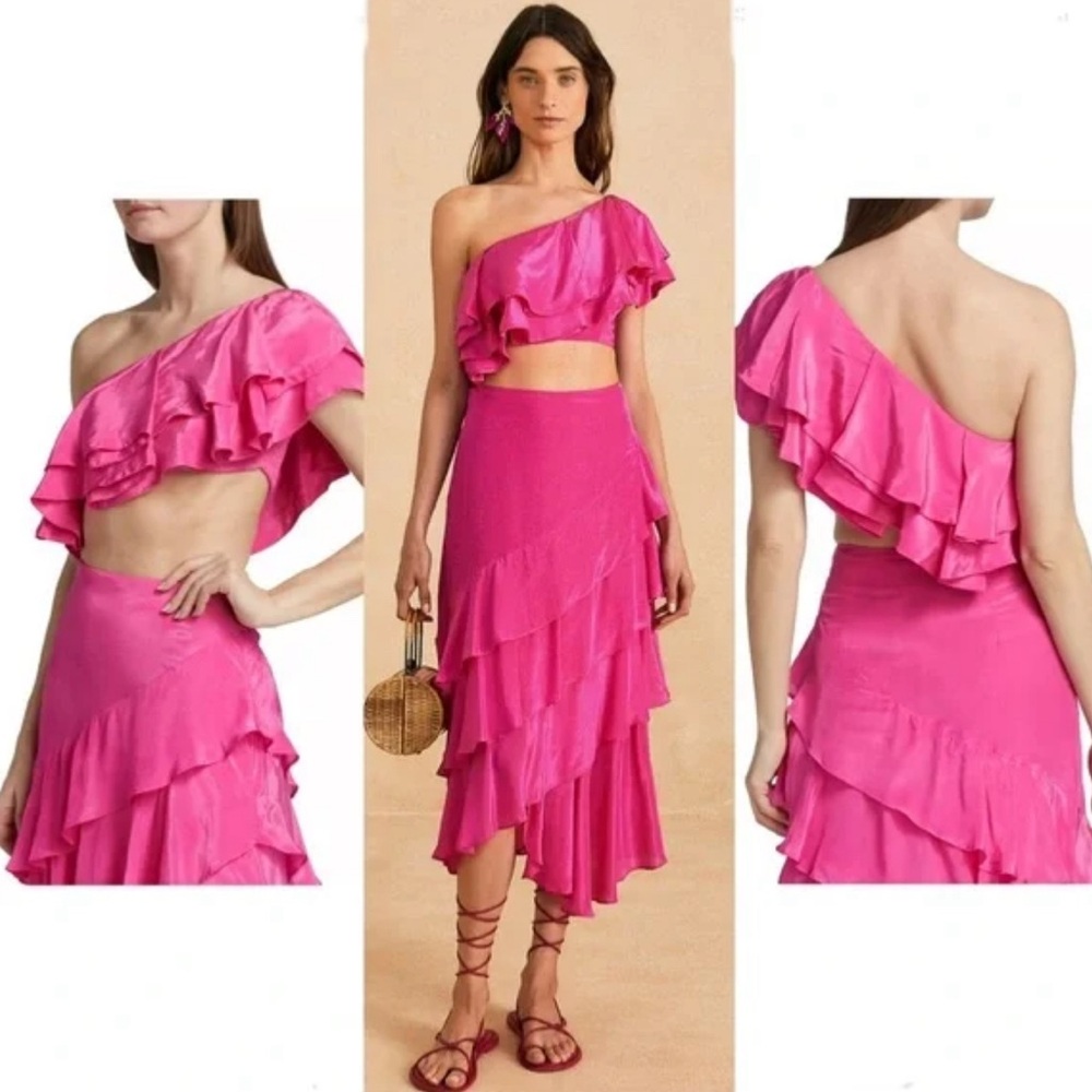 FARM Rio [2-Pc] Marocaine Asymmetric Ruffle Skirt & Ruffle Top